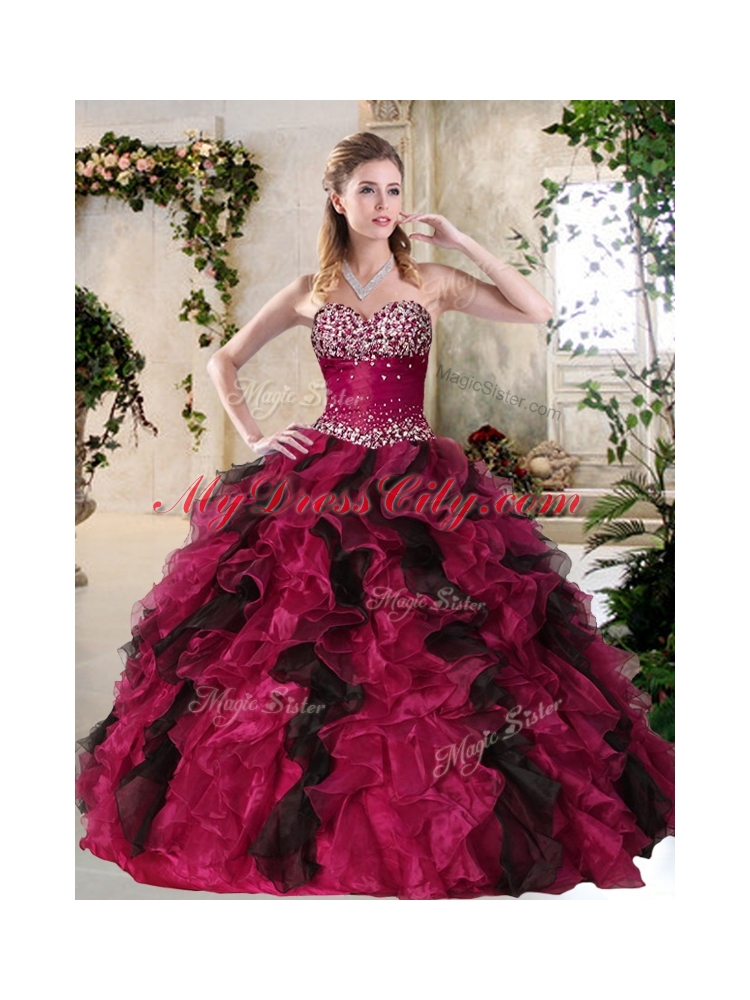 Most Popular Sweetheart Multi Color Quinceanera Dresses with Beading and Ruffles