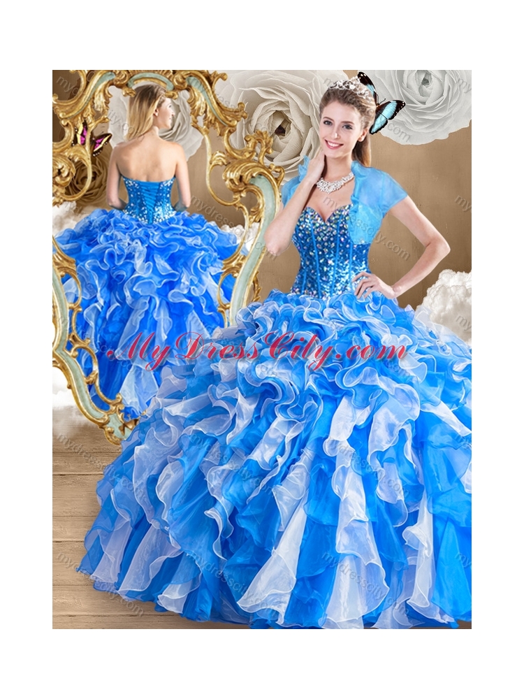 Pretty Multi Color Quinceanera Dresses with Ruffles and Beading