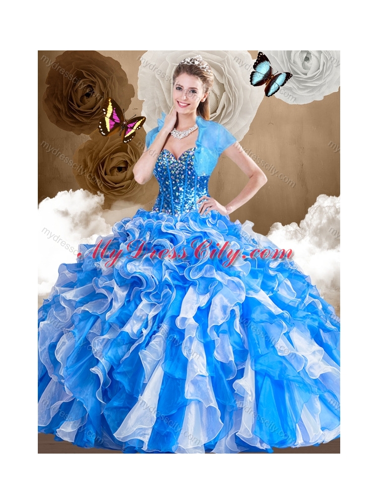 Pretty Multi Color Quinceanera Dresses with Ruffles and Beading