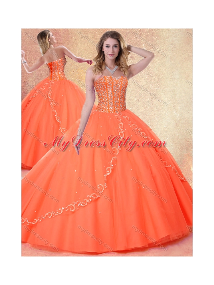 2016 Simple Ball Gown Sweetheart Beading Sweet 16 Dresses