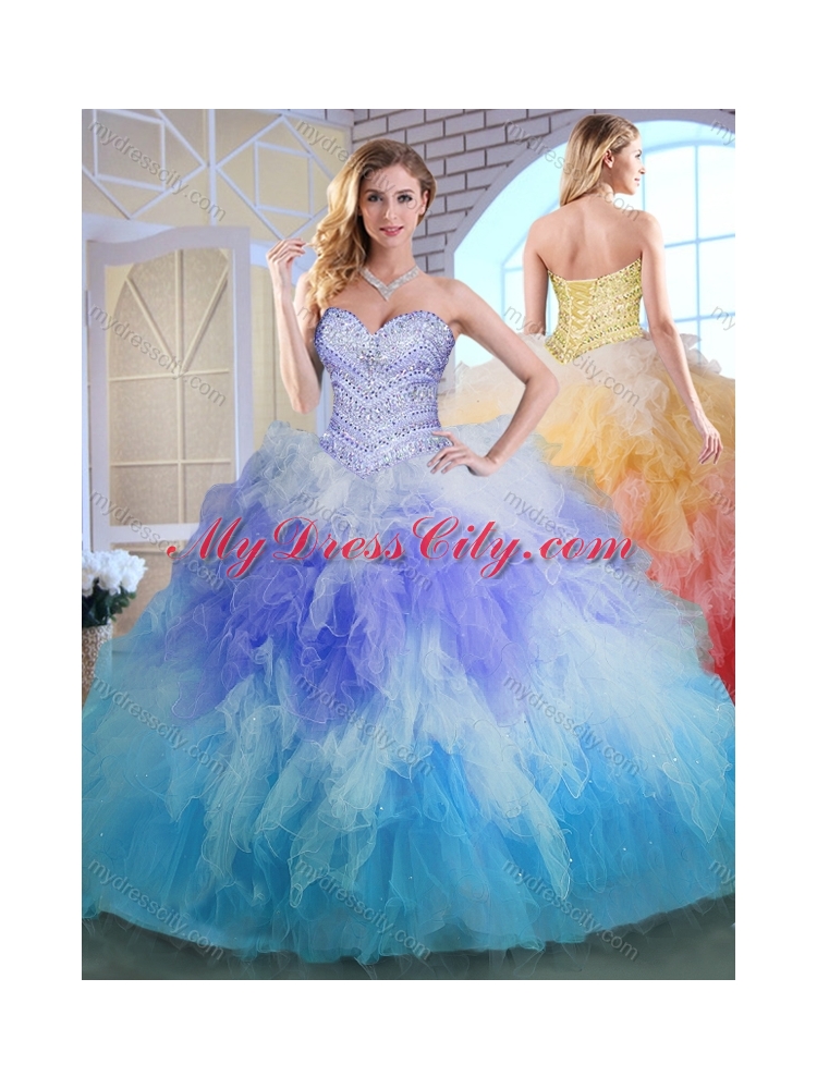 Elegant Sweetheart Multi Color Quinceanera Gowns with Beading and Ruffles