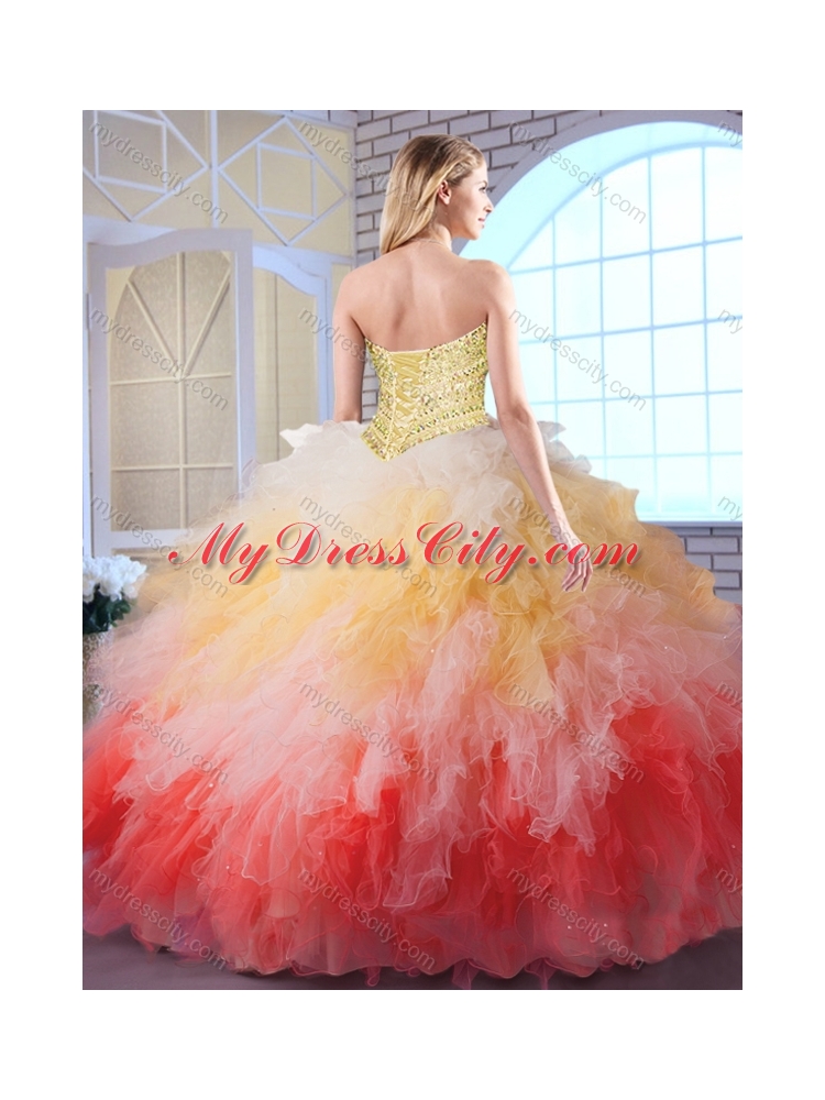 Elegant Sweetheart Multi Color Quinceanera Gowns with Beading and Ruffles