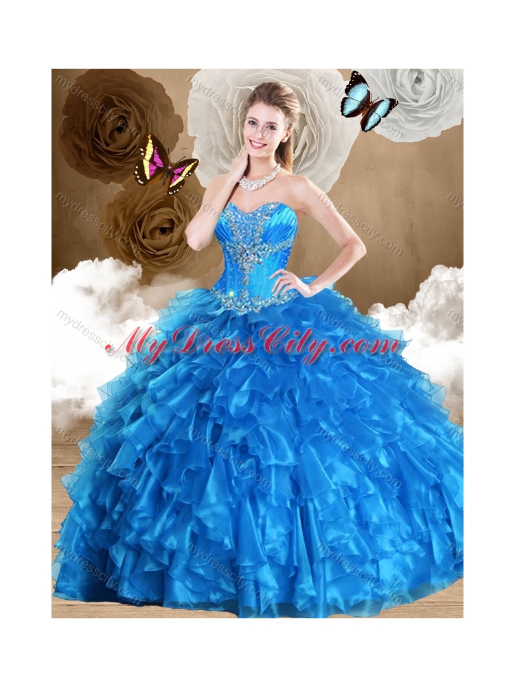 Fashionable Red Quinceanera Gowns with Beading and Ruffles