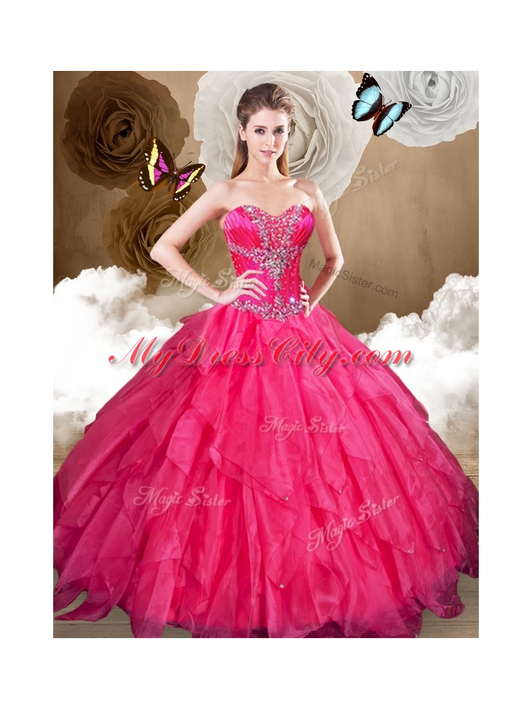 Hot Sale Sweetheart Beading and Red Quinceanera Dresses