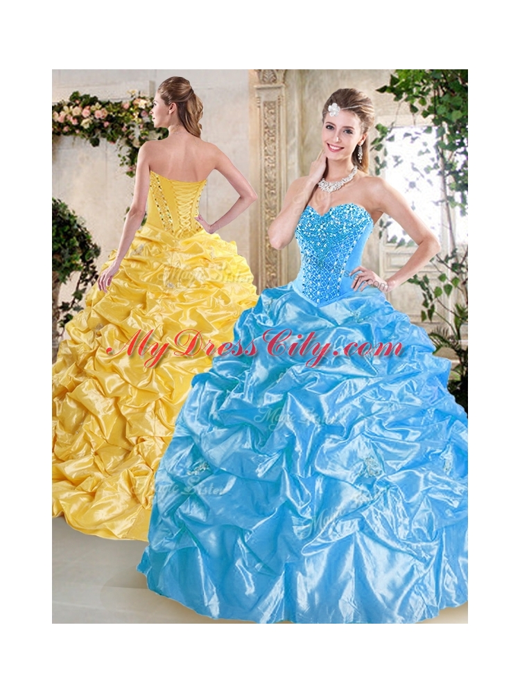 Luxurious Sweetheart Quinceanera Dresses with Beading and Pick Ups for Spring