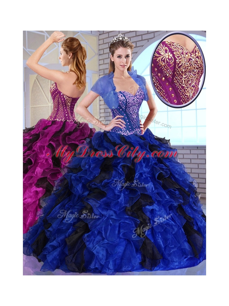 Super Hot Ball Gown Appliques and Ruffles Quinceanera Dresses for Fall