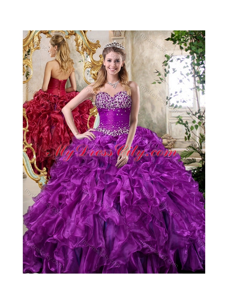 Super Hot Sweetheart Purple Quinceanera Dresses with Beading and Ruffles