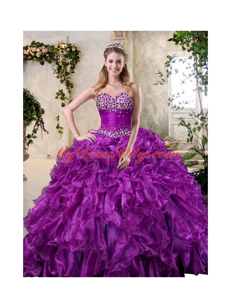 Super Hot Sweetheart Purple Quinceanera Dresses with Beading and Ruffles