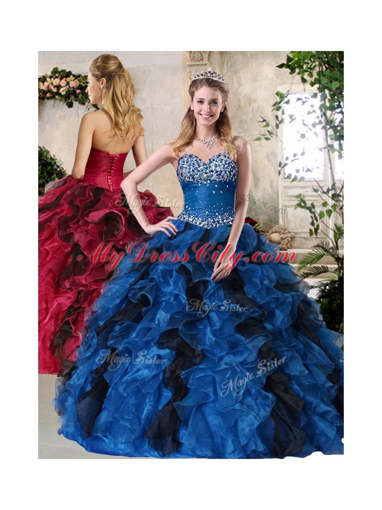 Top Selling Ball Gown Multi Color Sweet 16 Dresses with Beading and Ruffles