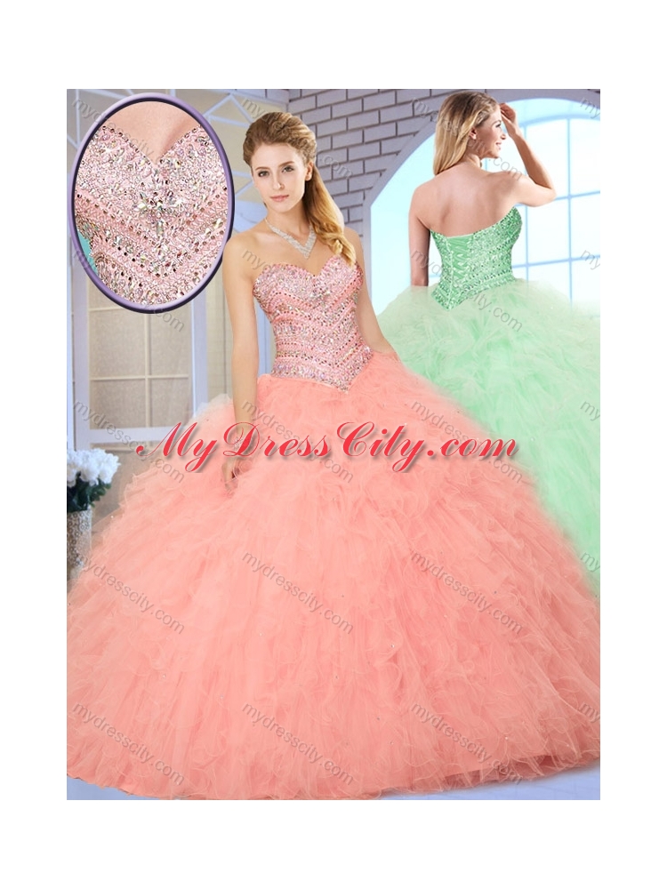 Wonderful Ball Gown Quinceanera Dresses with Beading and Ruffles