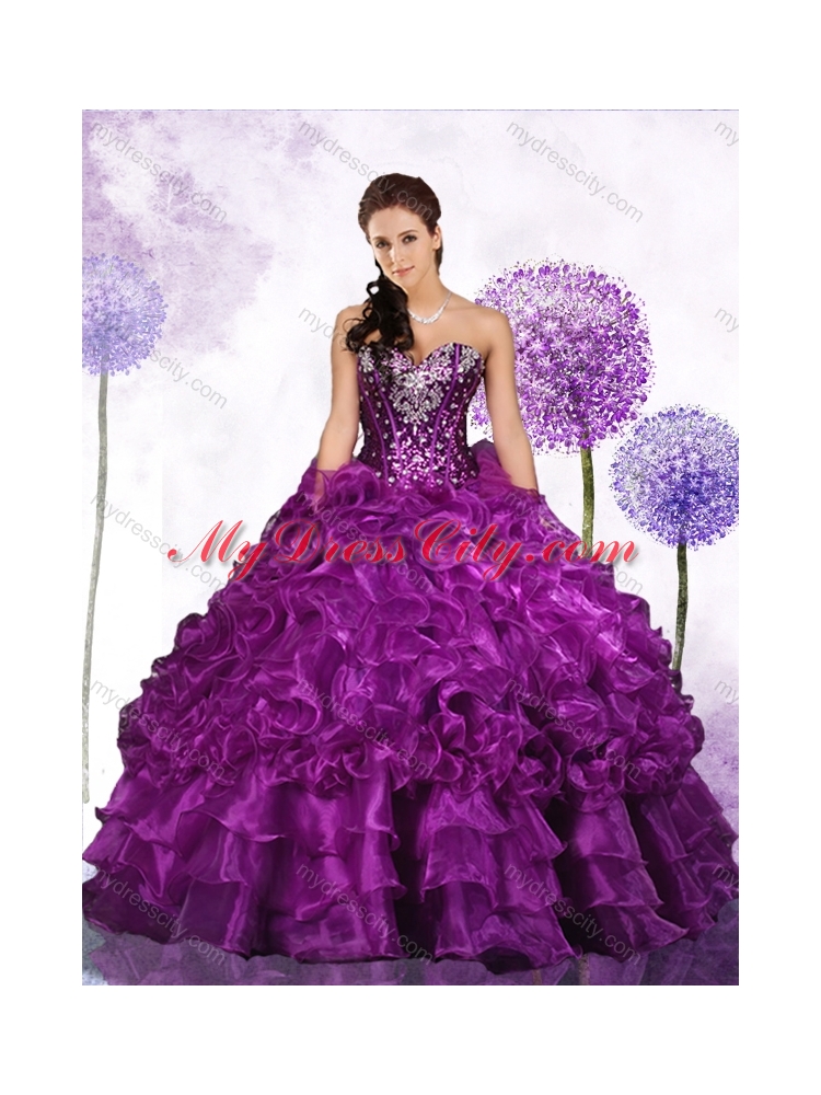 Beautiful Beading Ball Gown Sweet 16 Dresses with Ruffles and Sequins