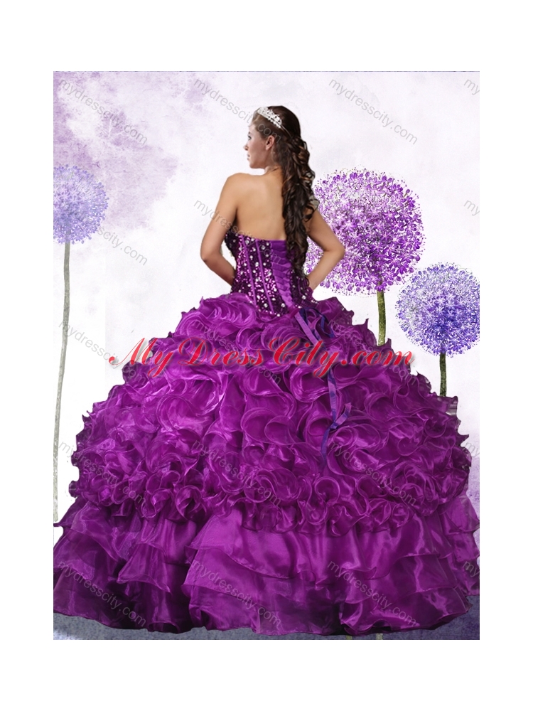 Beautiful Beading Ball Gown Sweet 16 Dresses with Ruffles and Sequins