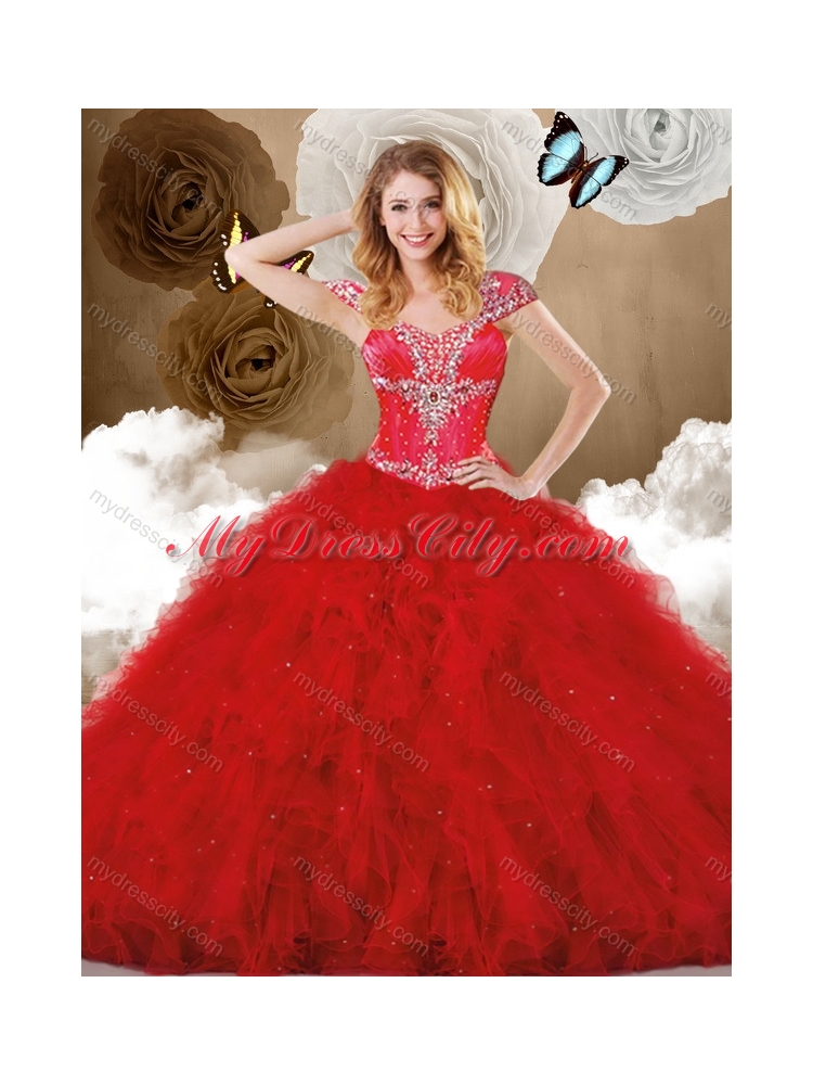 Cheap Ball Gown Sweetheart Beading and Ruffles Quinceanera Dresses