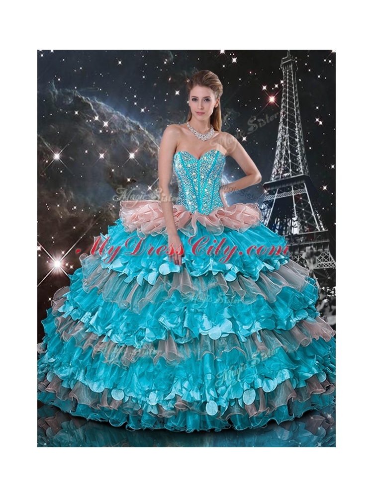 2016 Luxurious Detachable Sweetheart Ruffled Layers Quinceanera Dresses