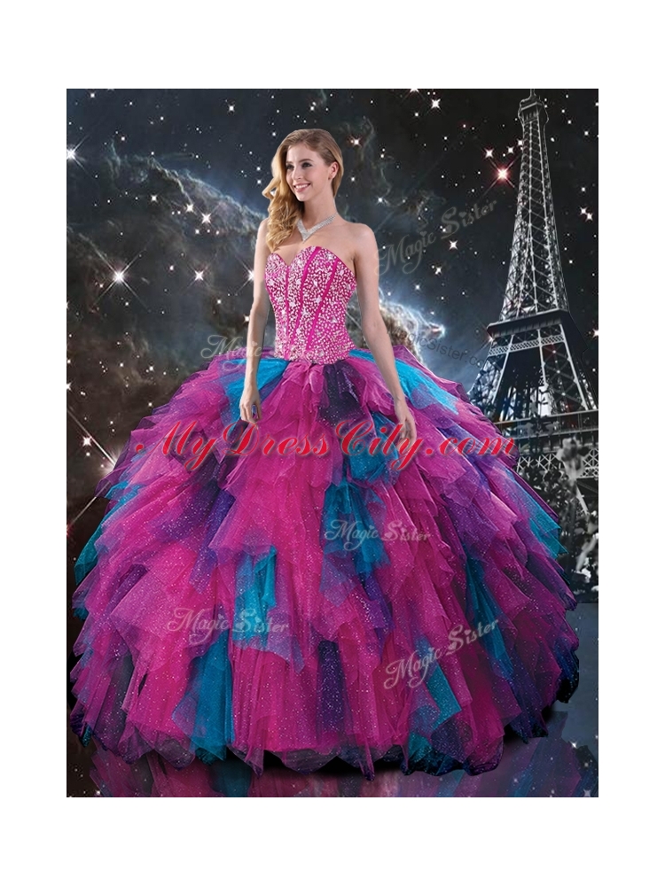 2016 Sweet Sweetheart Detachable Quinceanera Gowns with Beading