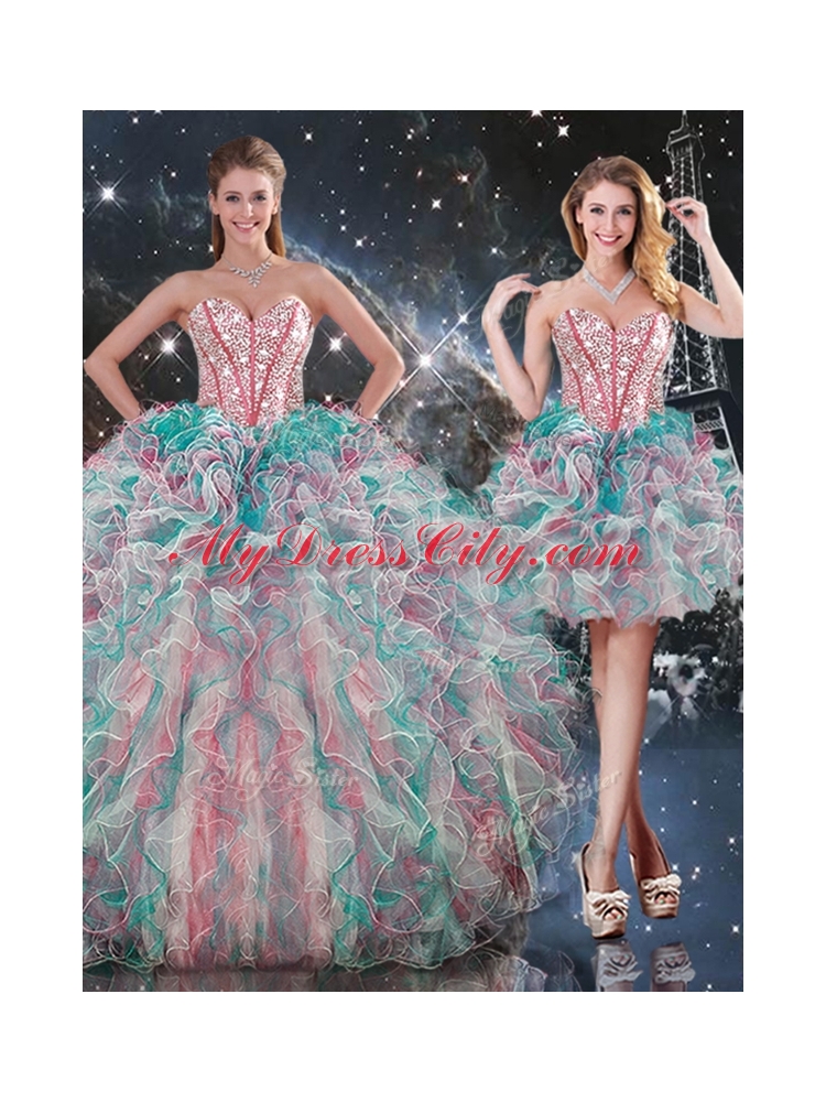 Best Ball Gown Sweetheart Detachable Quinceanera Dresses with Ruffles