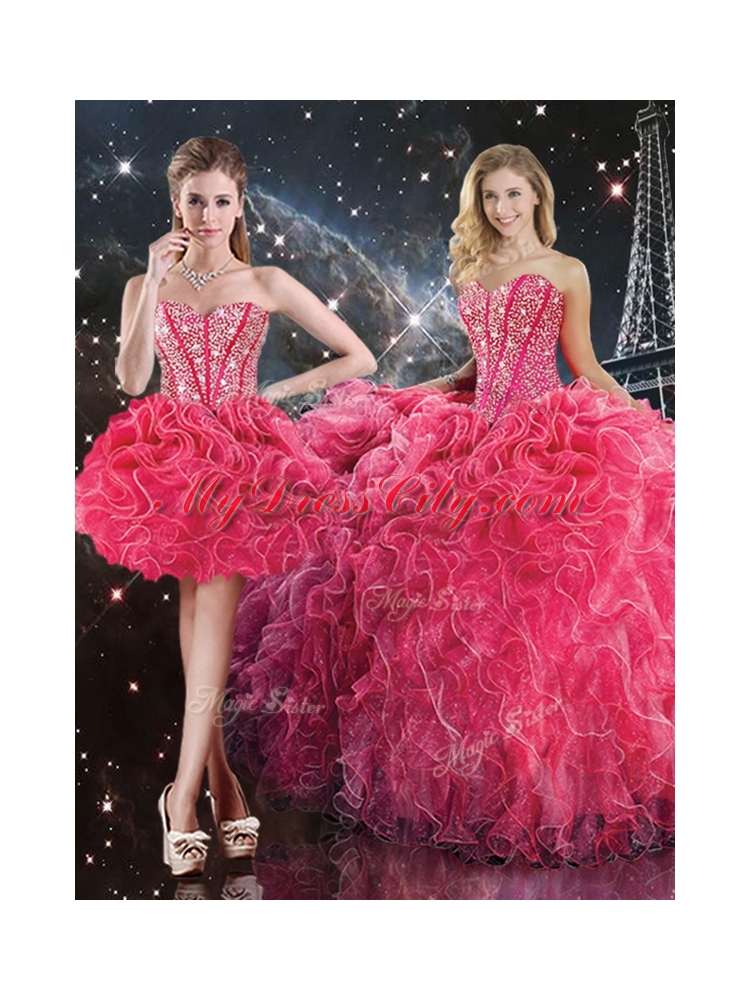 Luxurious Sweetheart Detachable Sweet 16 Dresses with Beading for Fall