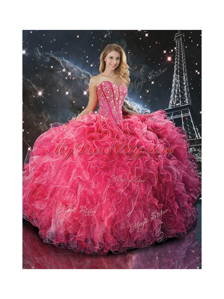 Luxurious Sweetheart Detachable Sweet 16 Dresses with Beading for Fall