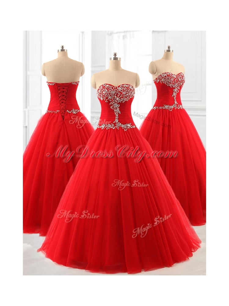 Custom Made  A Line Beading Tulle Quinceanera Dresses for 2016