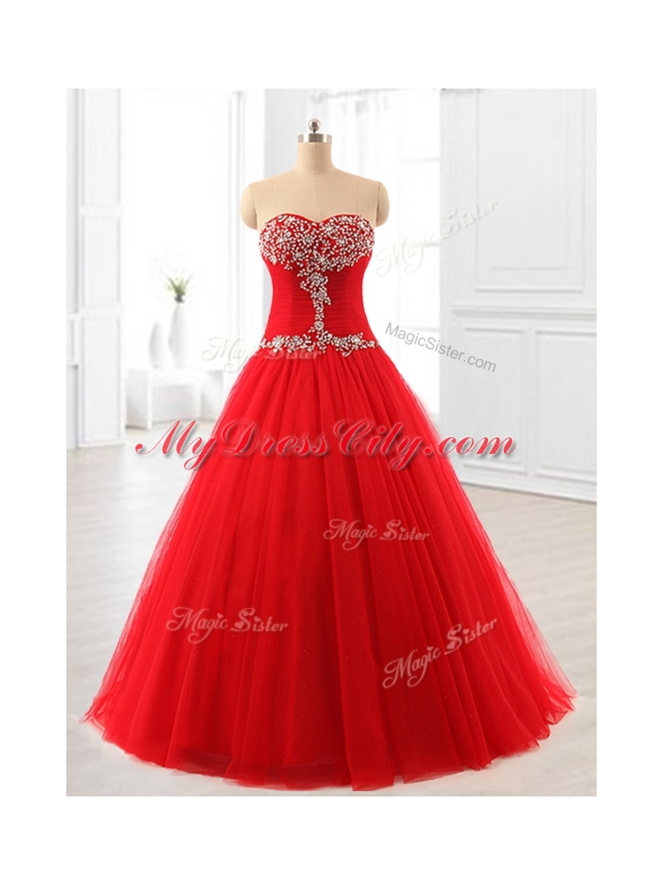 Custom Made  A Line Beading Tulle Quinceanera Dresses for 2016