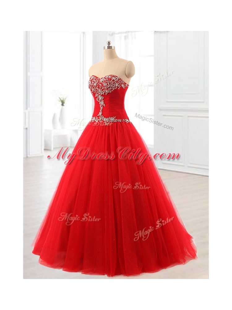 Custom Made  A Line Beading Tulle Quinceanera Dresses for 2016