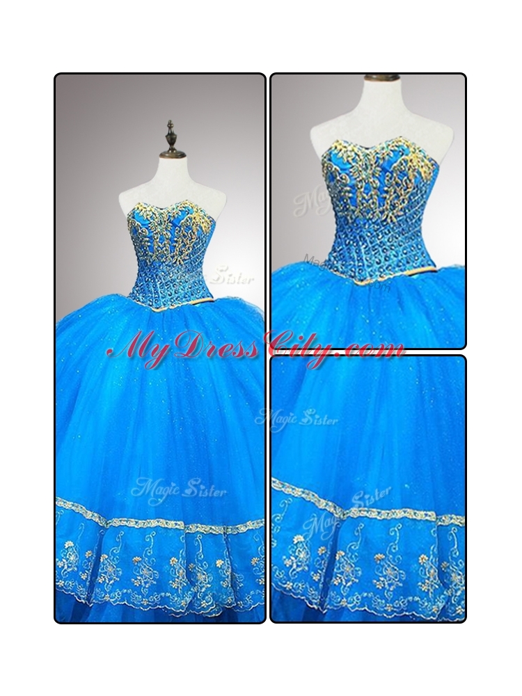 Custom Made Sweetheart Quinceanera Gowns with Appliques and Beading