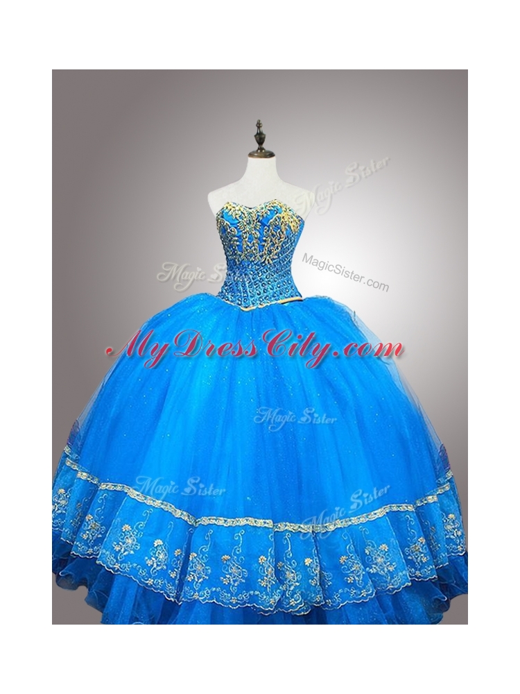 Custom Made Sweetheart Quinceanera Gowns with Appliques and Beading