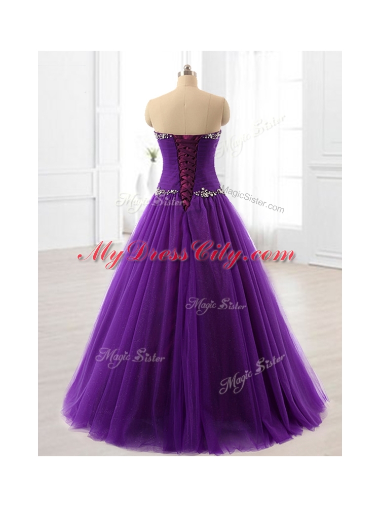 2016 In Stock Beading A Line Sweet 16 Dresses in Purple