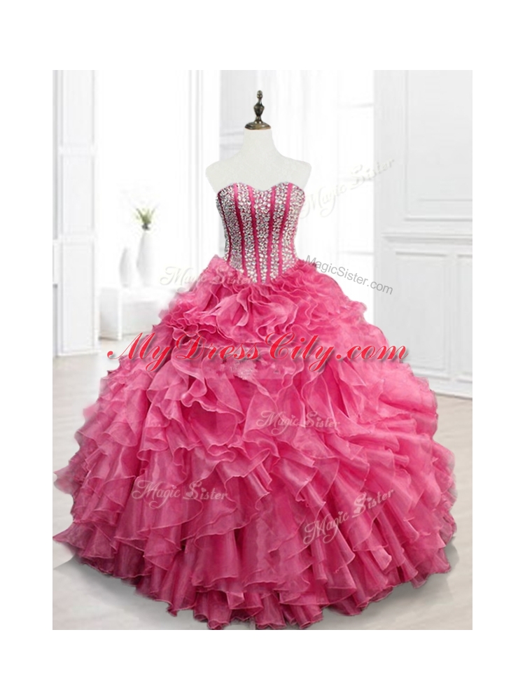 2016 In Stock Sweetheart Quinceanera Gowns with Beading and Ruffles