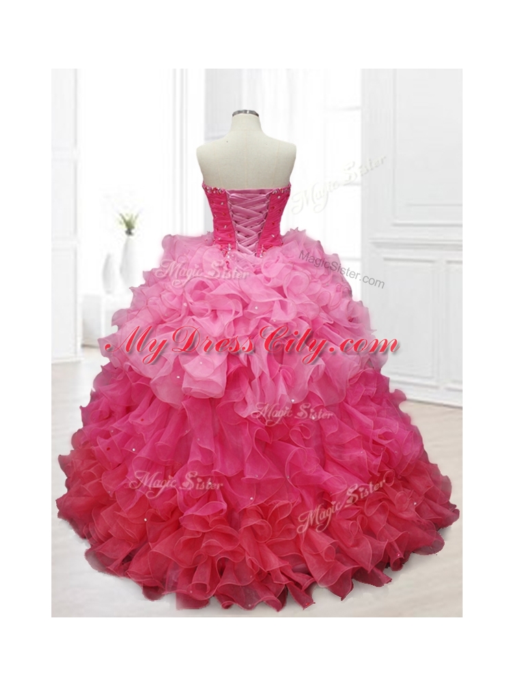 Custom Made  Beading and Ruffles Sweet 16 Dresses in Apple Green