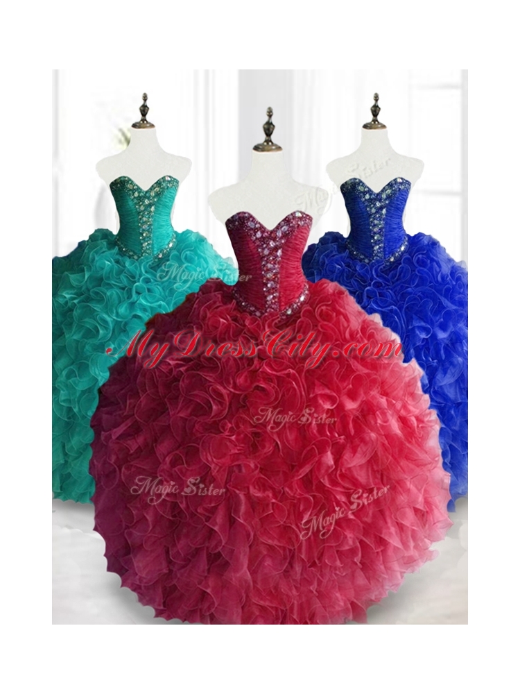 Custom Made 2016 Ball Gown Sweetheart Quinceanera Dresses with Beading