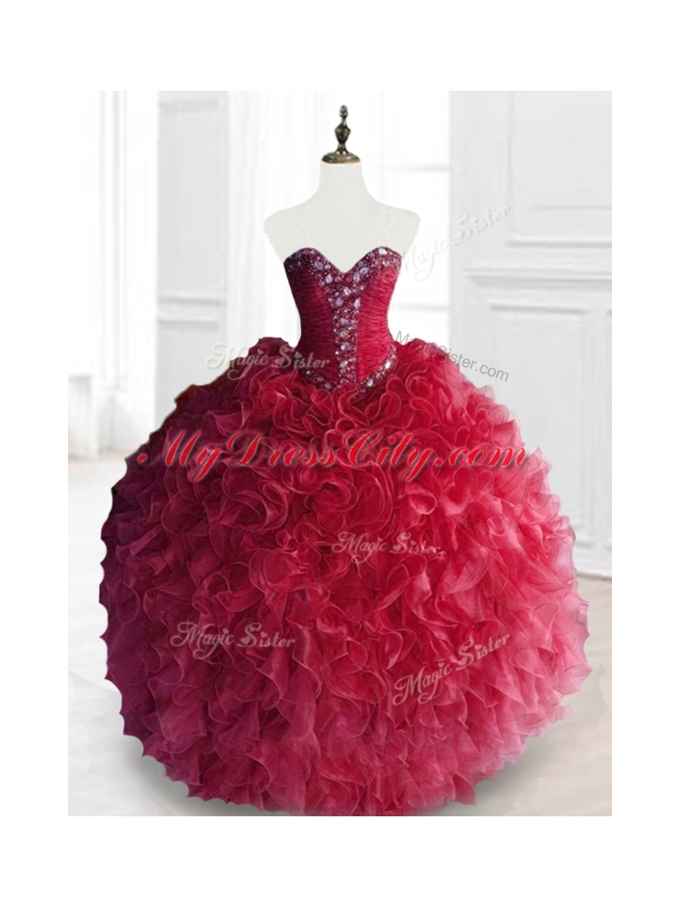 Custom Made 2016 Ball Gown Sweetheart Quinceanera Dresses with Beading