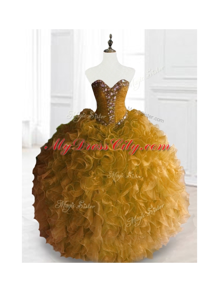 Custom Made  Ball Gown Sweet 16 Dresses with Beading and Ruffles