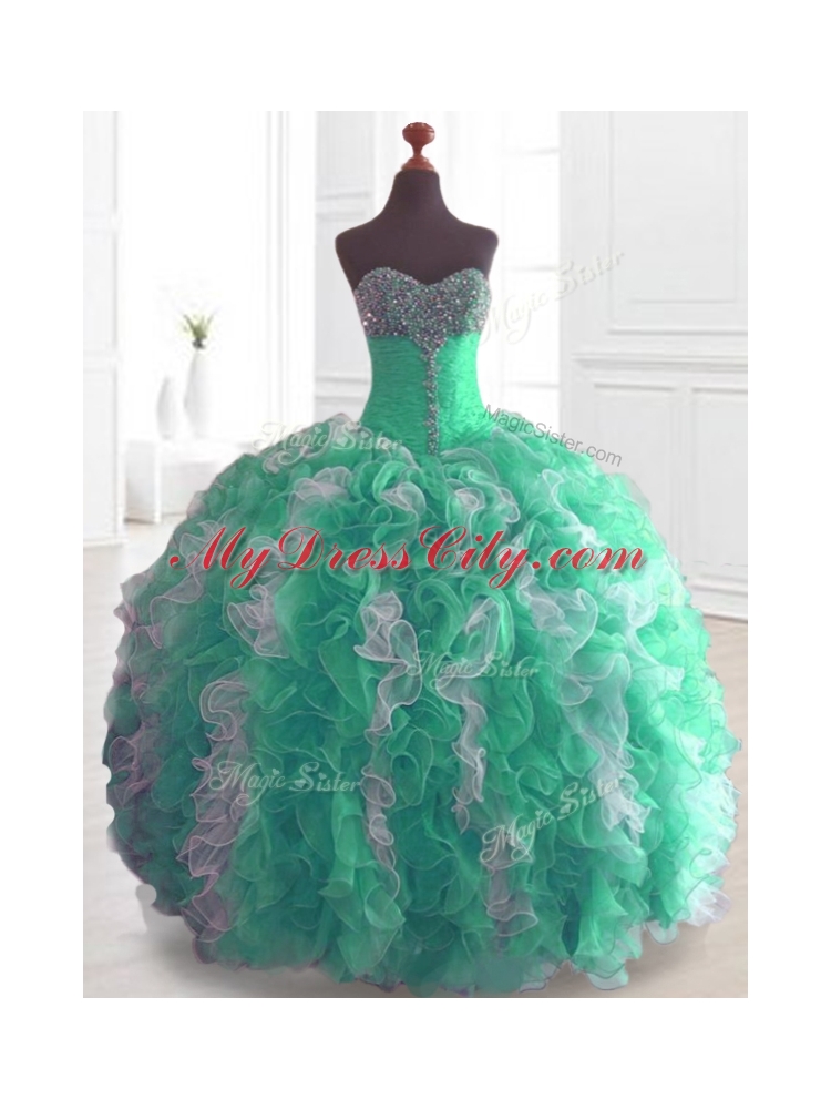 Custom Made Ball Gown Sweet 16 Dresses with Beading and Ruffles