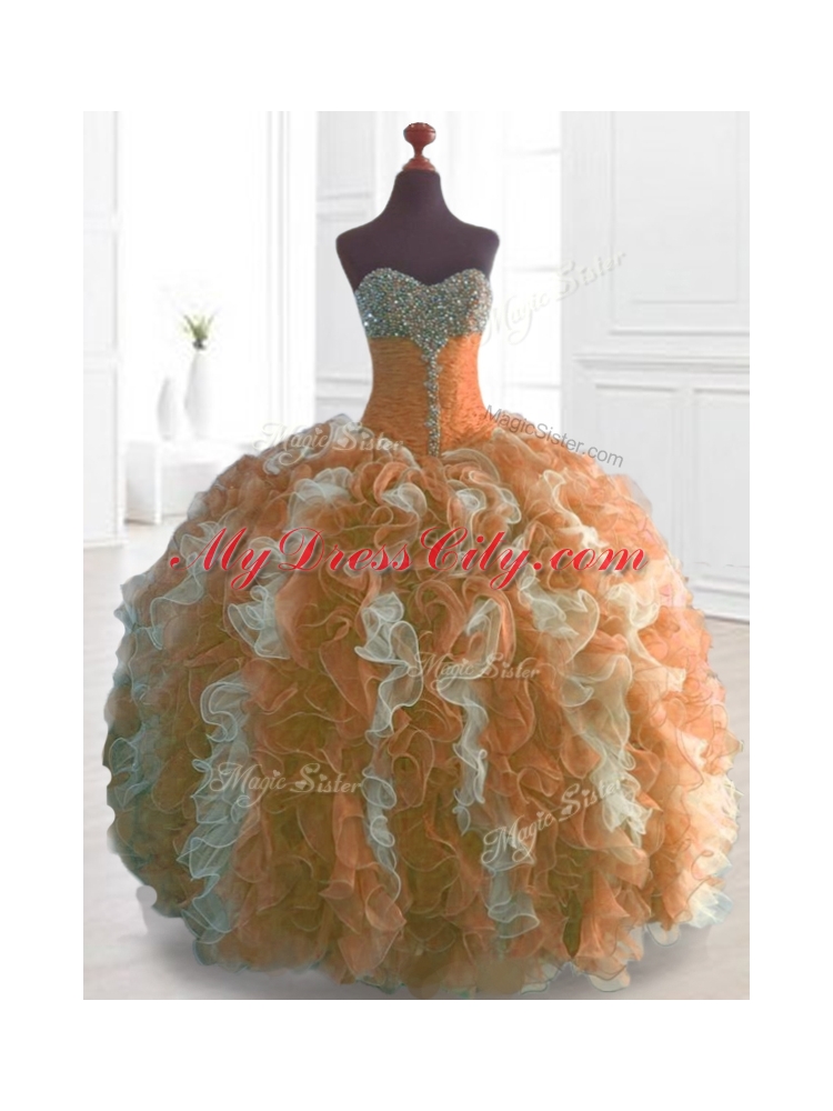 Custom Made Beading and Ruffles Quinceanera Dresses in Multi Color