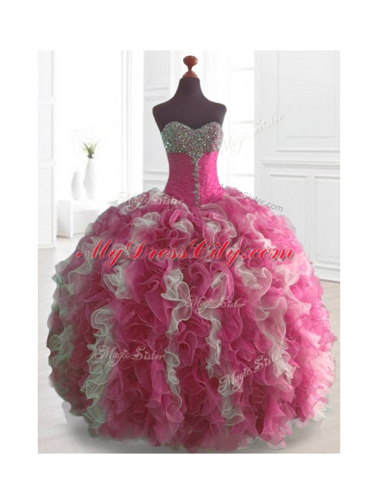 Custom Made Beading and Ruffles Quinceanera Dresses in Multi Color