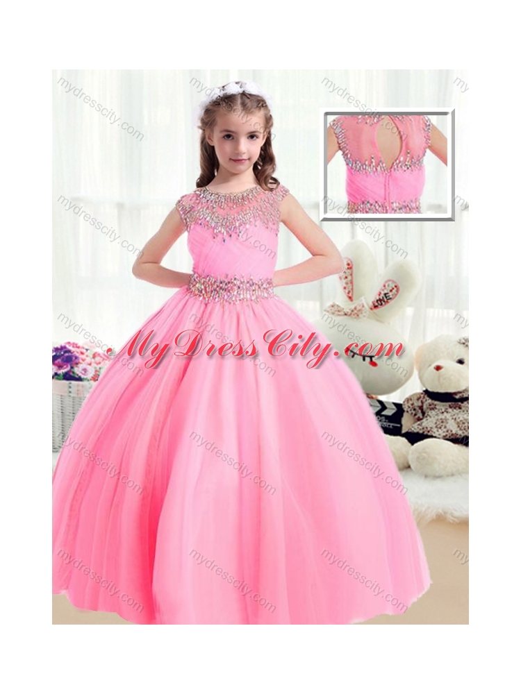 2016 Sweet Ball Gown Cap Sleeves Mini Quinceanera Dresses with Beading