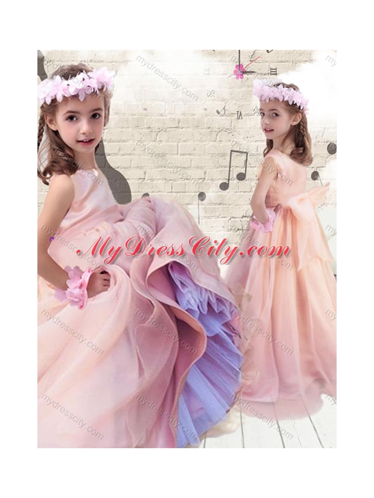 2016 Pretty Ball Gown Peach  Little Girls Pageant Dresses with Bowknot