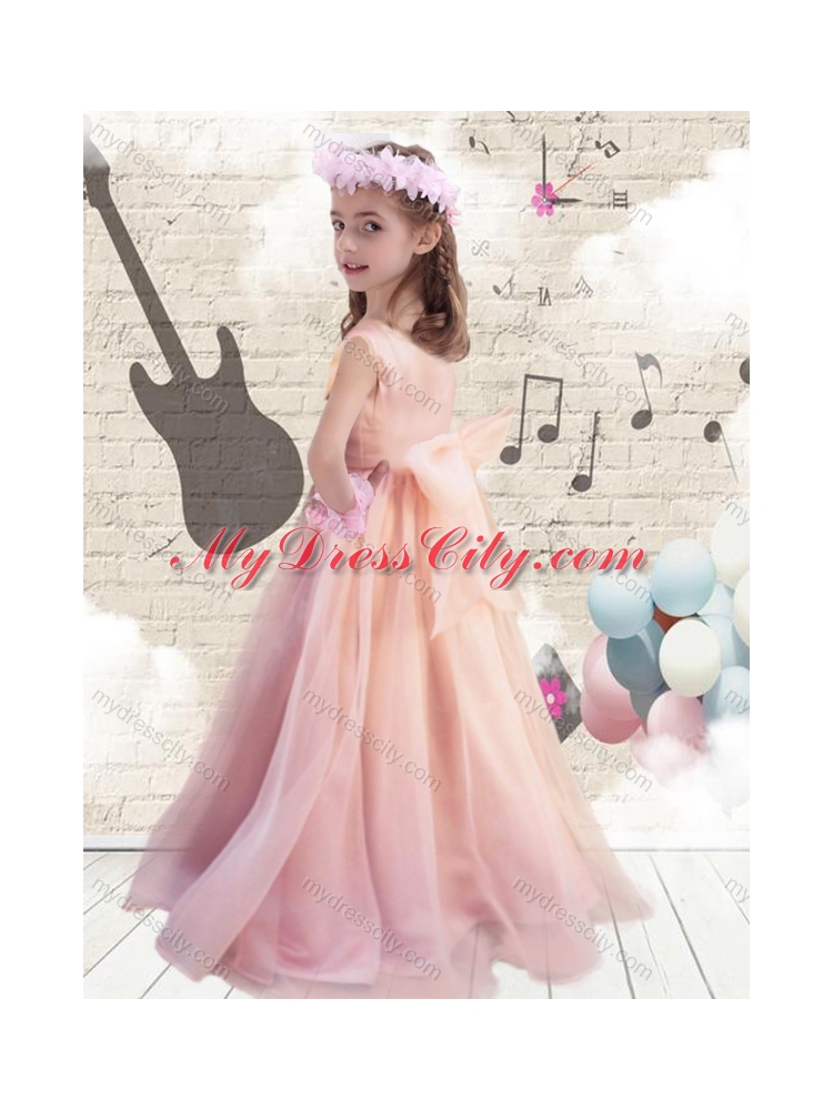 2016 Pretty Ball Gown Peach  Little Girls Pageant Dresses with Bowknot