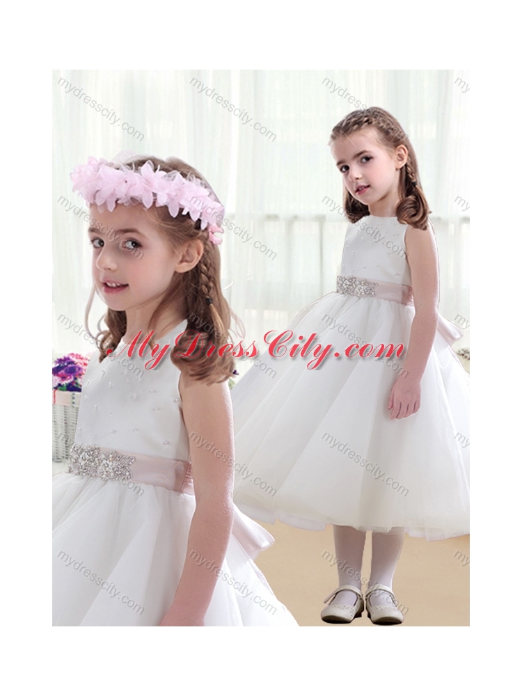 2016 Wonderful Scoop White  Little Girls Pageant Dresses with Beading