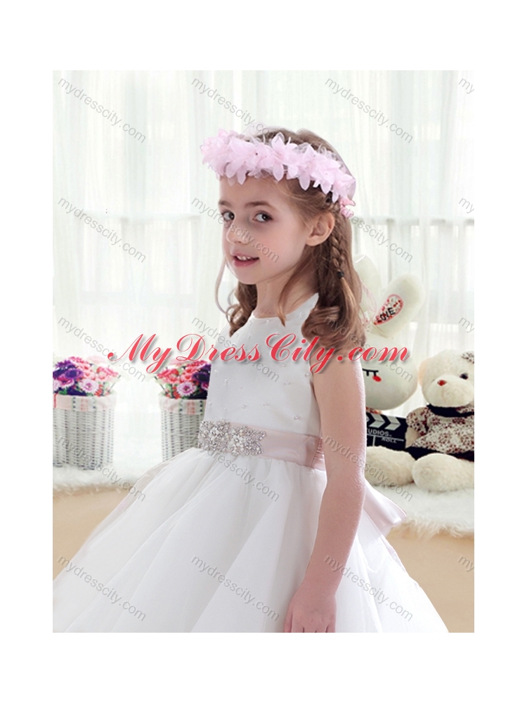 2016 Wonderful Scoop White  Little Girls Pageant Dresses with Beading