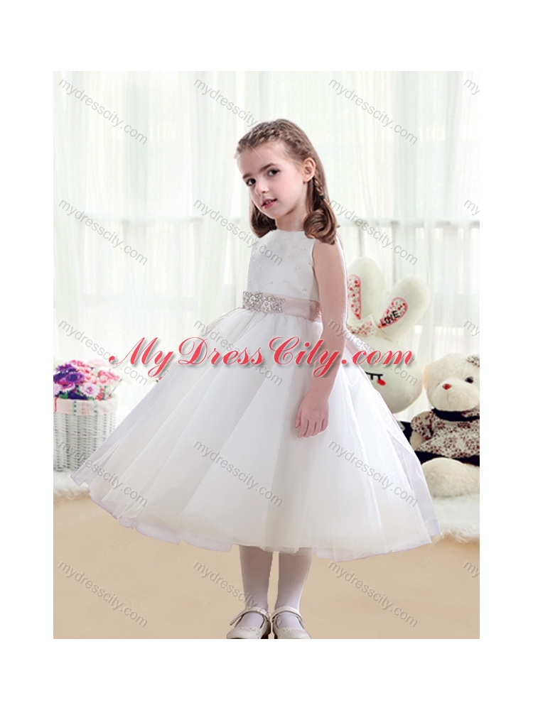 2016 Wonderful Scoop White  Little Girls Pageant Dresses with Beading