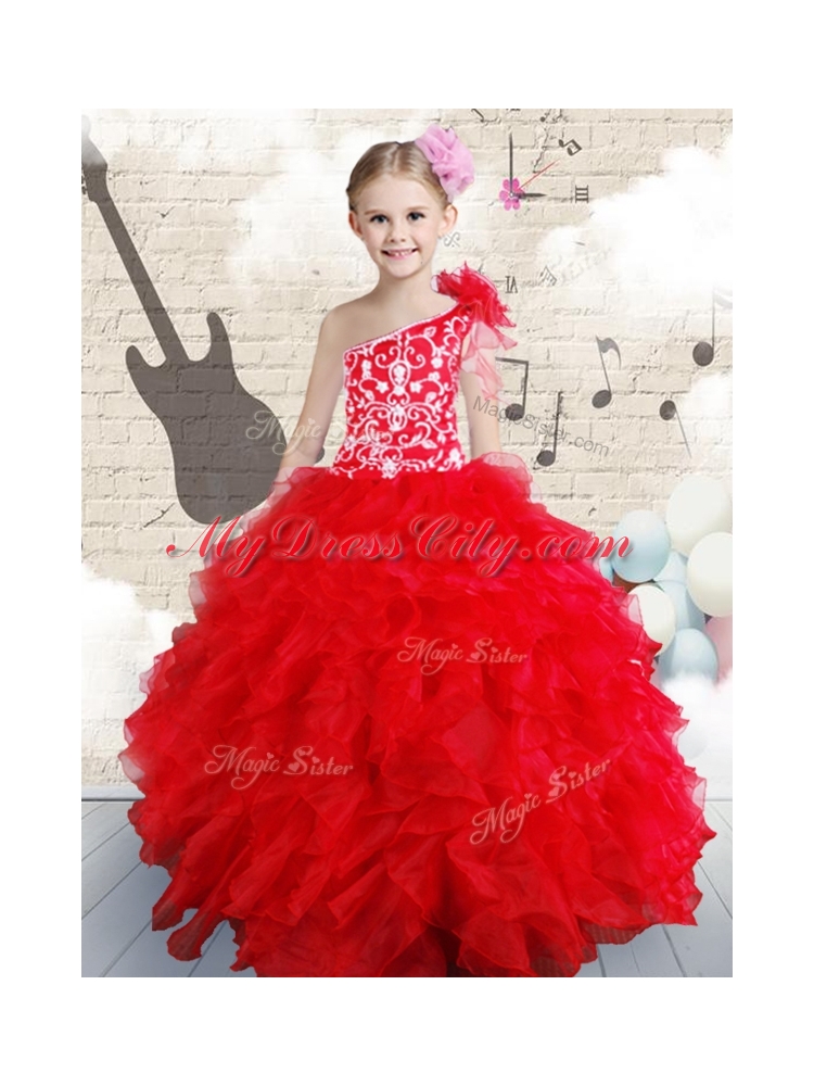 Popular Beading and Ruffles Mini Quinceanera Dresses in Red