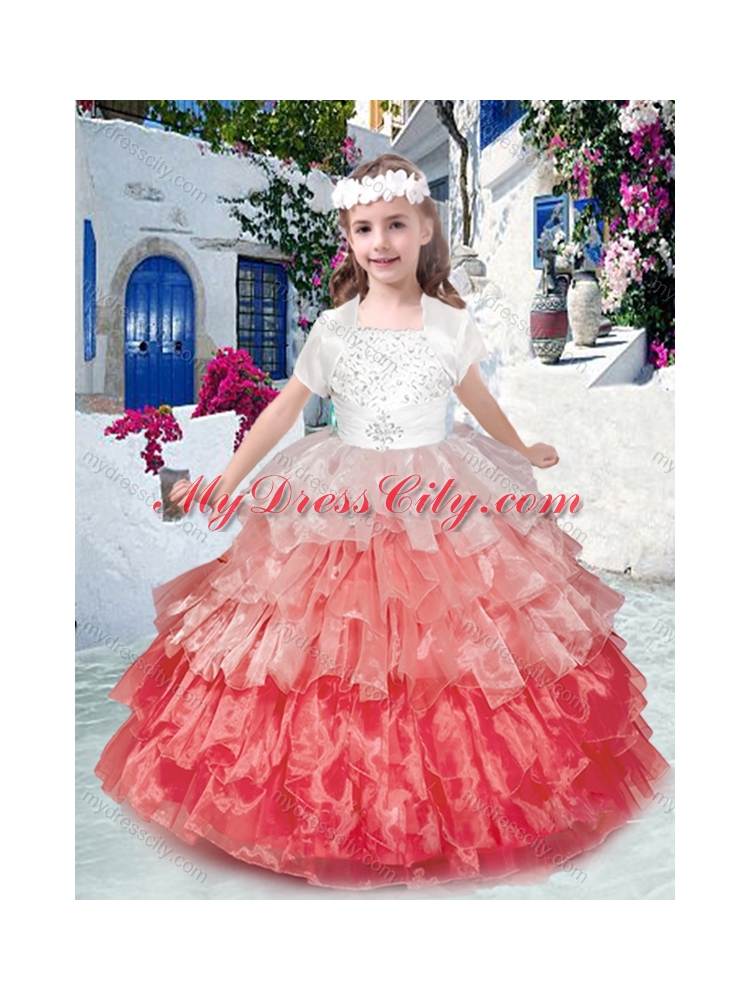 2016 Beautiful Spaghetti Straps Little Girl Pageant Dresses with Beading and Ruffled Layers