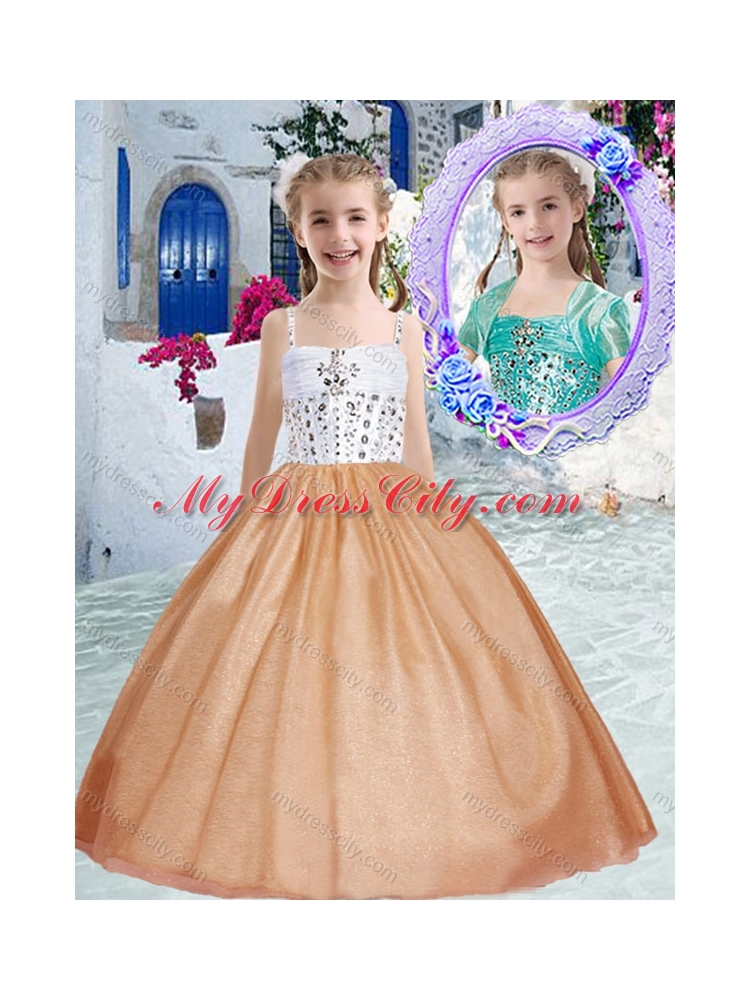 2016 Pretty Spaghetti Straps Little Girl Pageant Dresses with Beading