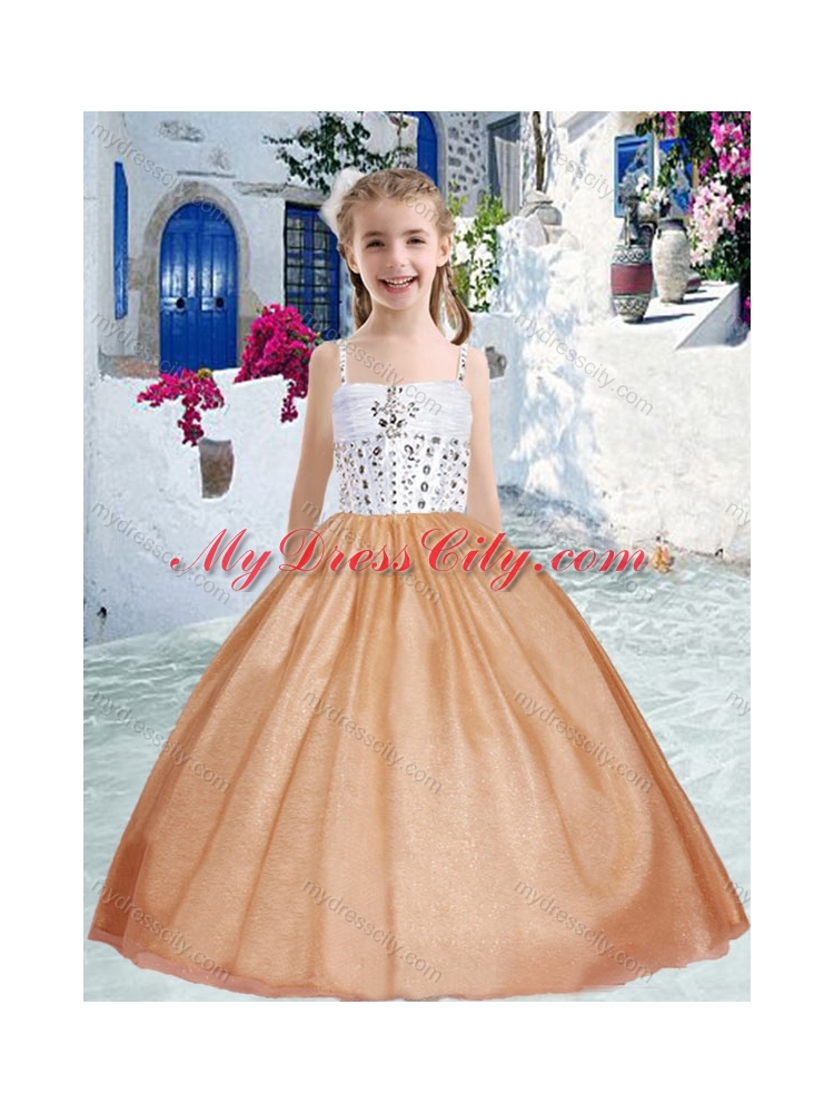 2016 Pretty Spaghetti Straps Little Girl Pageant Dresses with Beading