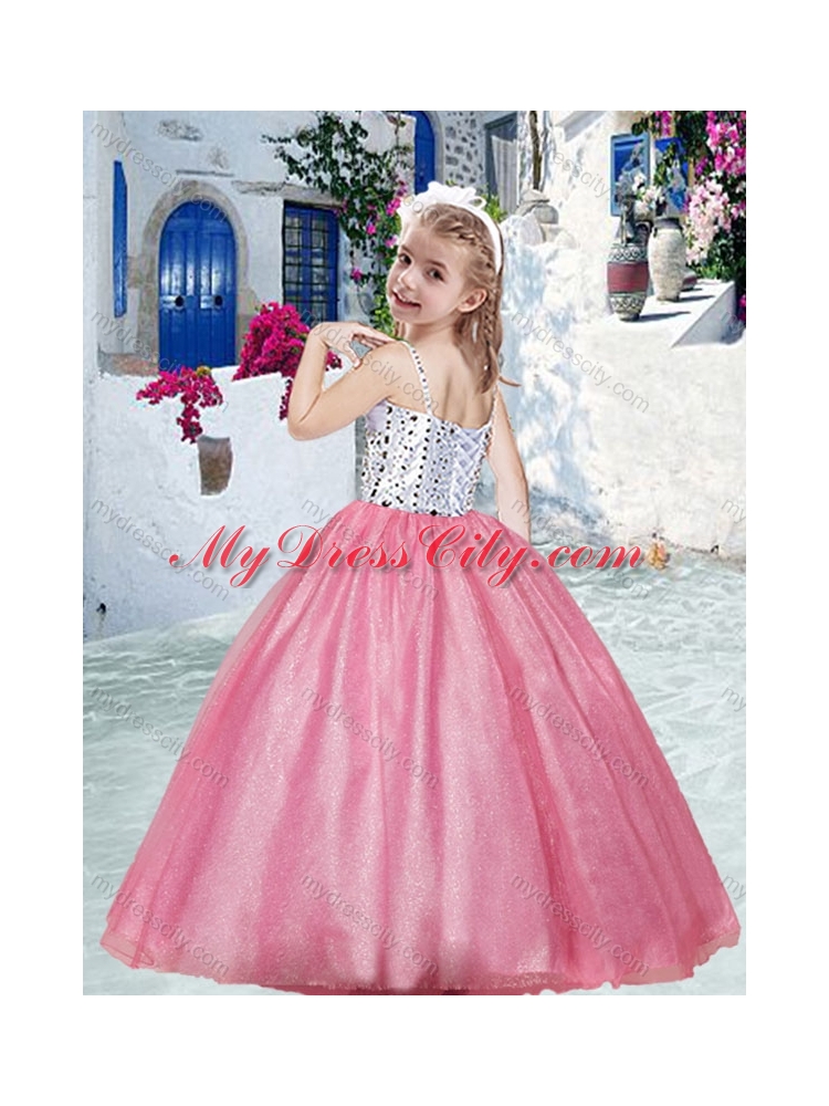 2016 Pretty Spaghetti Straps Little Girl Pageant Dresses with Beading