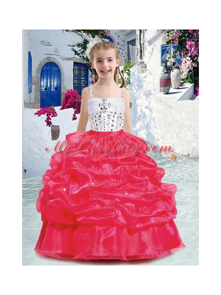 2016 Spaghetti Straps Little Girl Pageant Dresses with Beading and Bubles