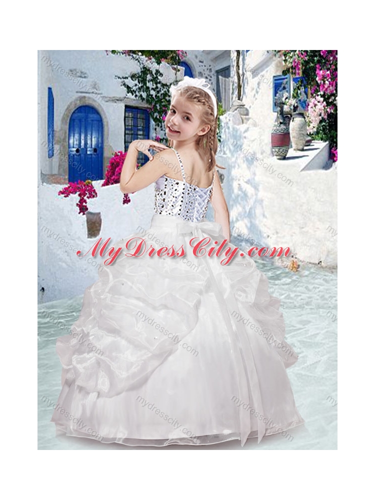 2016 Spaghetti Straps Little Girl Pageant Dresses with Beading and Bubles