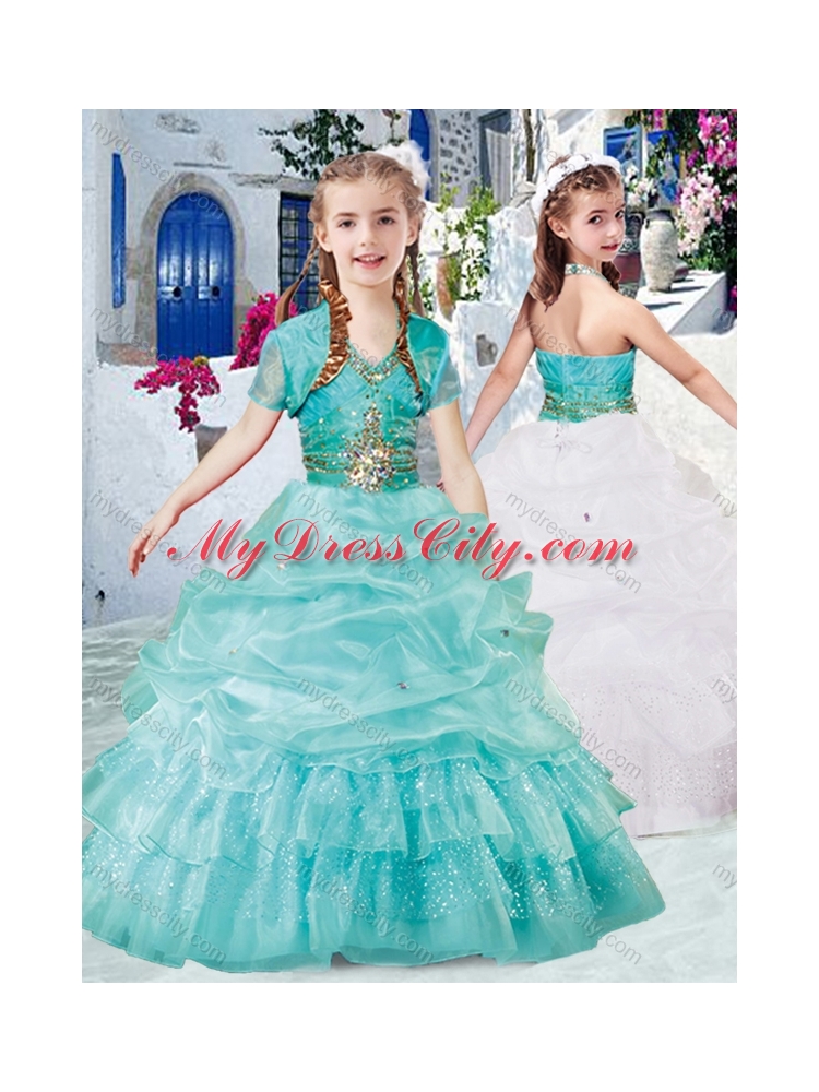 2016 Classical Halter Top Little Girl Pageant Dresses with Beading and Bubles